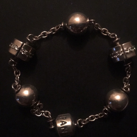 925 Pandora station bracelet with charm - Picture 1 of 5